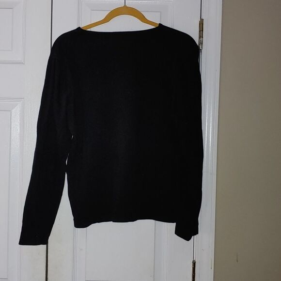 Carolyn Taylor black long sleeve shirt with Santa Sz L - Picture 4 of 4